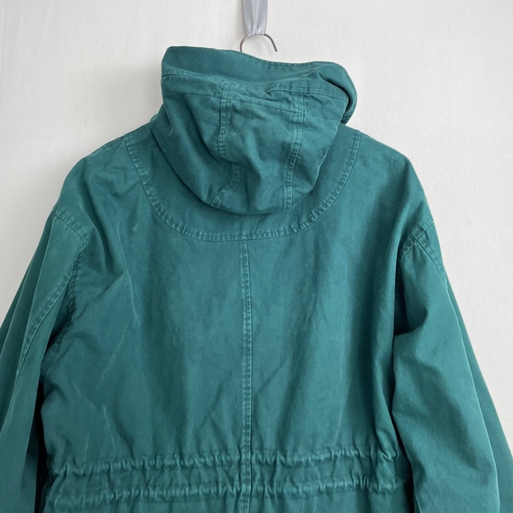 Vintage Express Forest Green Plaid Lined Hooded Anorak Parka Jacket M - Picture 6 of 8